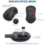Wireless Keyboard and Mouse Combo, EDJO 2.4G Full-Sized Ergonomic Computer Keyboard with Wrist Rest and 3 Level DPI Adjustable Wireless Mouse for Windows, Mac OS Desktop/Laptop/PC