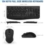Wireless Keyboard and Mouse Combo, EDJO 2.4G Full-Sized Ergonomic Computer Keyboard with Wrist Rest and 3 Level DPI Adjustable Wireless Mouse for Windows, Mac OS Desktop/Laptop/PC
