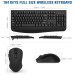 Wireless Keyboard and Mouse Combo, EDJO 2.4G Full-Sized Ergonomic Computer Keyboard with Wrist Rest and 3 Level DPI Adjustable Wireless Mouse for Windows, Mac OS Desktop/Laptop/PC