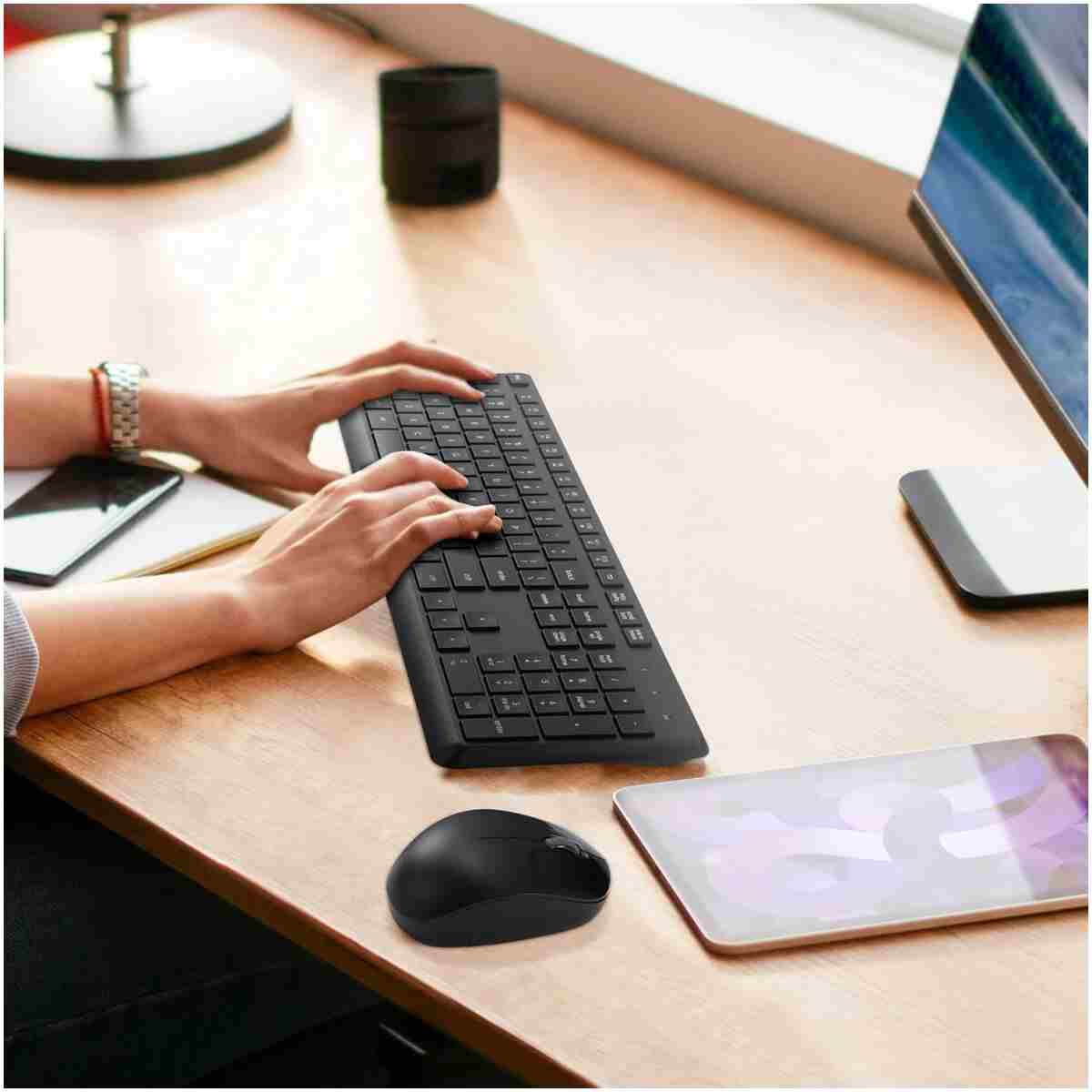 Wireless Keyboard and Mouse Combo for Windows, 2.4G Full-Sized External Cordless Computer Keyboard Mouse Combo for Laptop PC Desktop Chrome Mac, Number Pad 1600 DPI Silent Mouse...