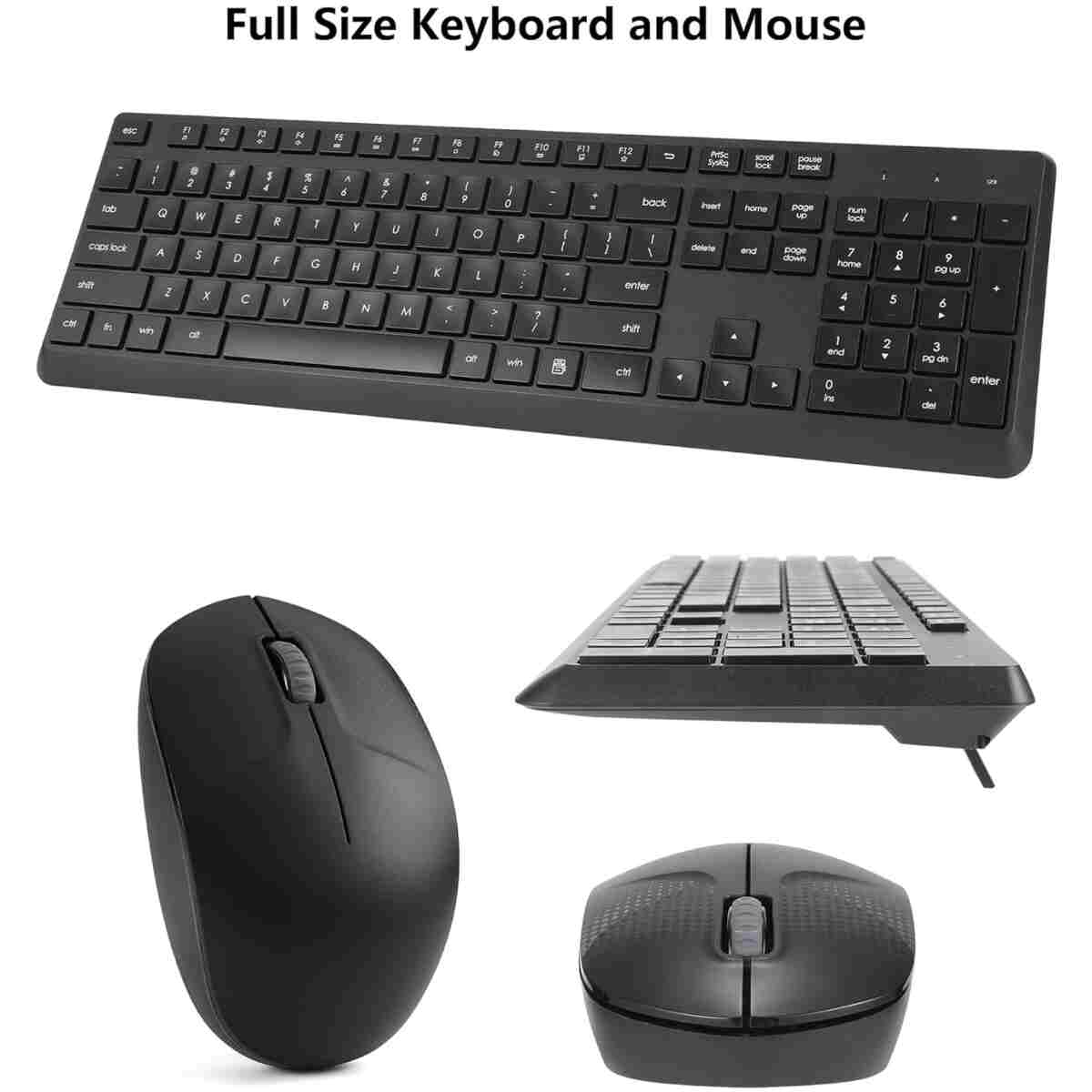 Wireless Keyboard and Mouse Combo for Windows, 2.4G Full-Sized External Cordless Computer Keyboard Mouse Combo for Laptop PC Desktop Chrome Mac, Number Pad 1600 DPI Silent Mouse...