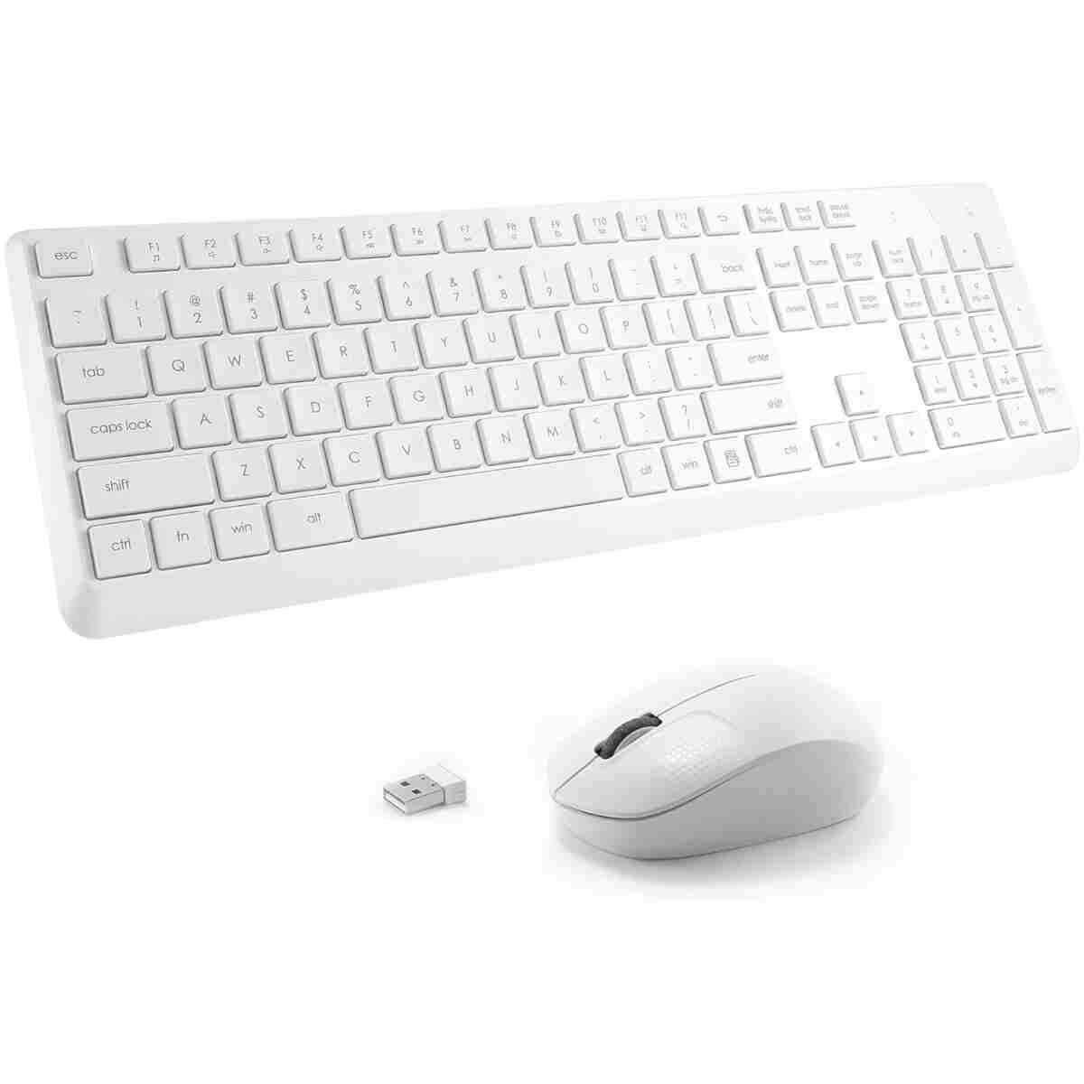Wireless Keyboard and Mouse Combo for Windows, 2.4G Full-Sized External Cordless Computer Keyboard Mouse Combo for Laptop PC Desktop Chrome Mac, Number Pad 1600 DPI Silent Mouse...
