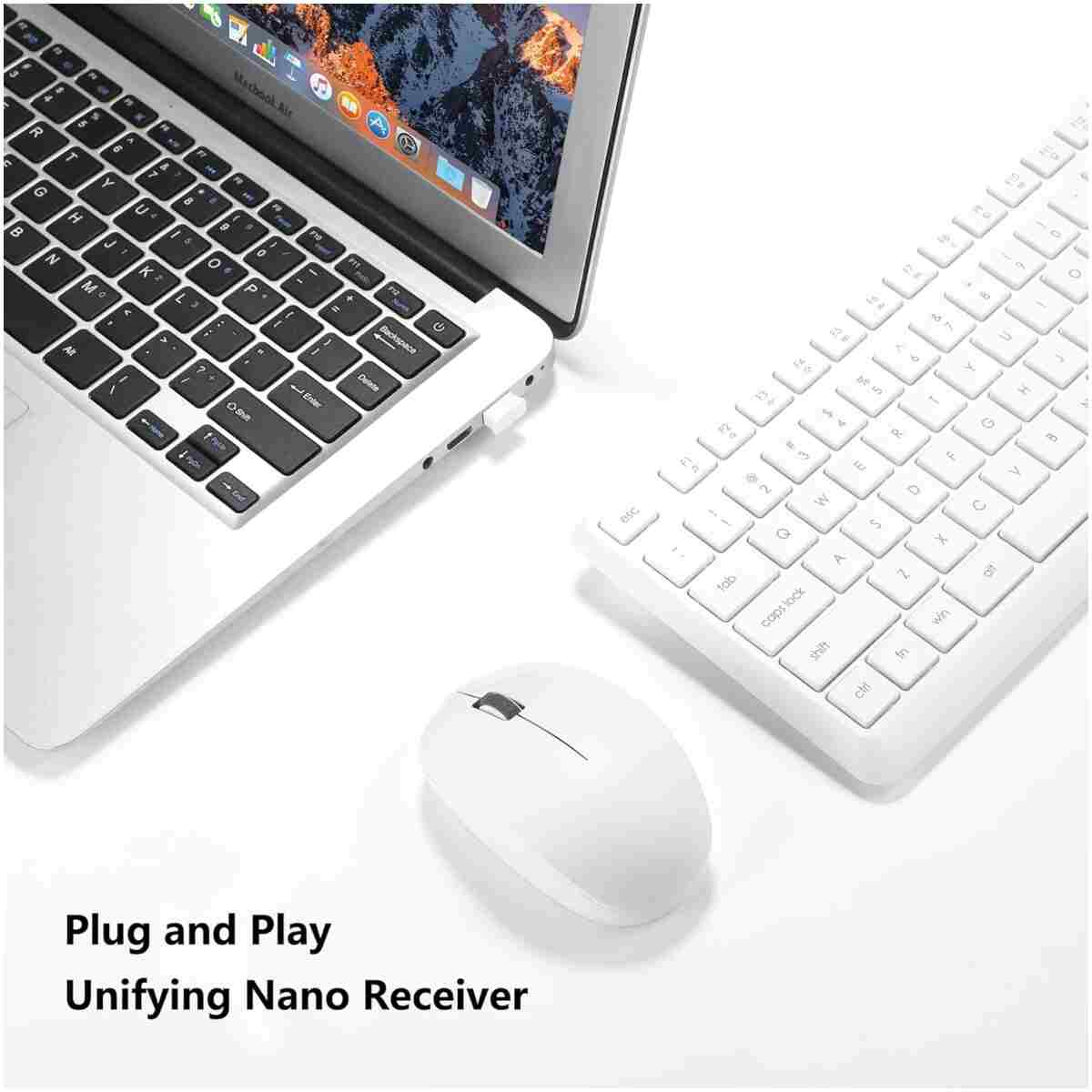 Wireless Keyboard and Mouse Combo for Windows, 2.4G Full-Sized External Cordless Computer Keyboard Mouse Combo for Laptop PC Desktop Chrome Mac, Number Pad 1600 DPI Silent Mouse...