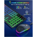 Wireless Keyboard and Mouse Combo - RGB Backlit, Rechargeable & Light Up Letters, Full-Size, Ergonomic Tilt Angle, Sleep Mode, 2.4GHz Quiet Keyboard Mouse for Mac, Windows,...