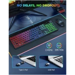 Wireless Keyboard and Mouse Combo - RGB Backlit, Rechargeable & Light Up Letters, Full-Size, Ergonomic Tilt Angle, Sleep Mode, 2.4GHz Quiet Keyboard Mouse for Mac, Windows,...