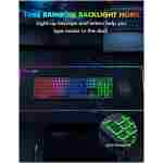 Wireless Keyboard and Mouse Combo - RGB Backlit, Rechargeable & Light Up Letters, Full-Size, Ergonomic Tilt Angle, Sleep Mode, 2.4GHz Quiet Keyboard Mouse for Mac, Windows,...