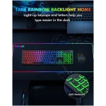 Wireless Keyboard and Mouse Combo - RGB Backlit, Rechargeable & Light Up Letters, Full-Size, Ergonomic Tilt Angle, Sleep Mode, 2.4GHz Quiet Keyboard Mouse for Mac, Windows,...
