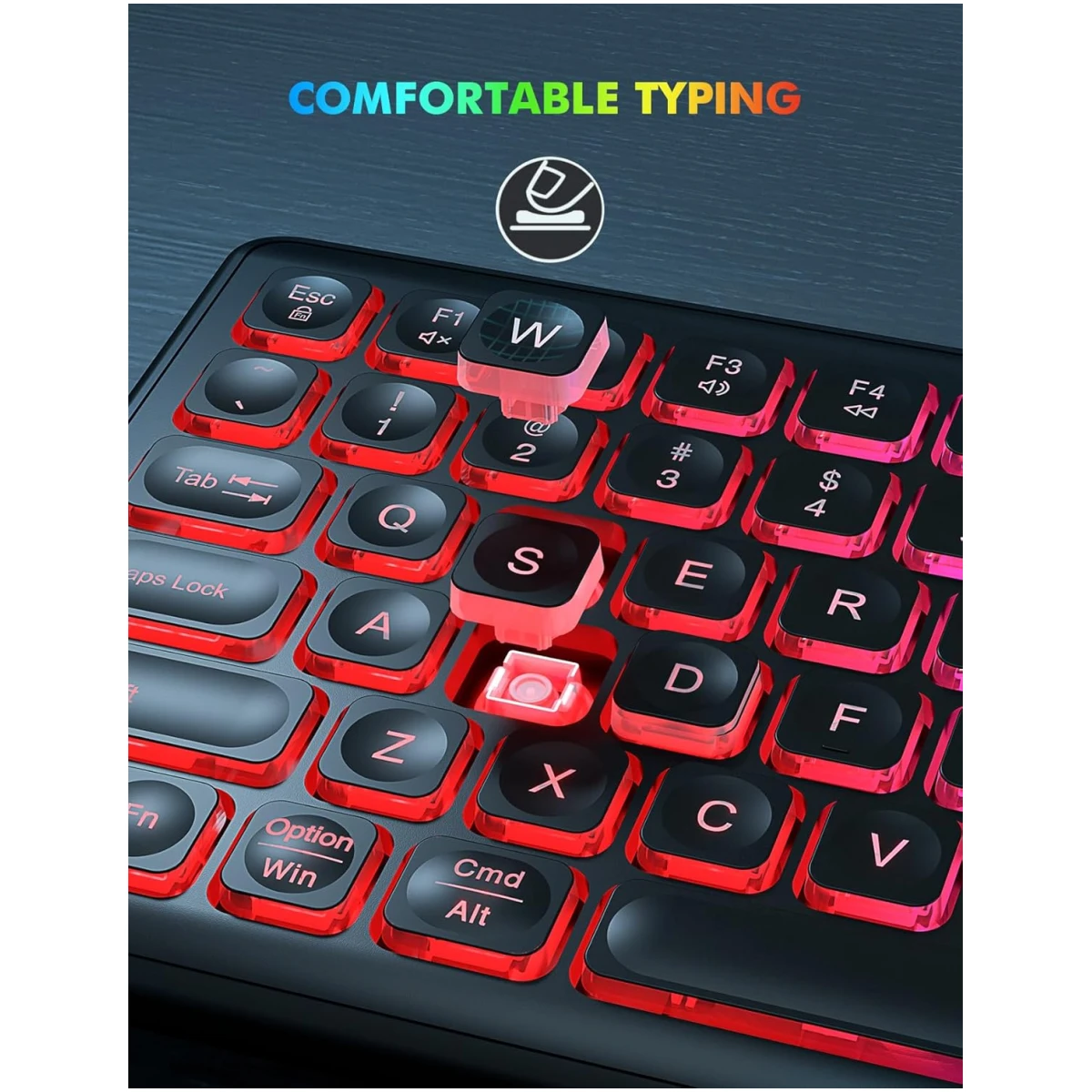 Wireless Keyboard and Mouse Combo - RGB Backlit, Rechargeable & Light Up Letters, Full-Size, Ergonomic Tilt Angle, Sleep Mode, 2.4GHz Quiet Keyboard Mouse for Mac, Windows,...