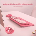 Wireless Keyboard and Mouse Combo - Round Keycaps, Full-Size Retro Typewriter Keyboard with Detachable Wrist Rest, Sleep Mode & Tilt Legs, 2.4GHz Cordless Connection for...