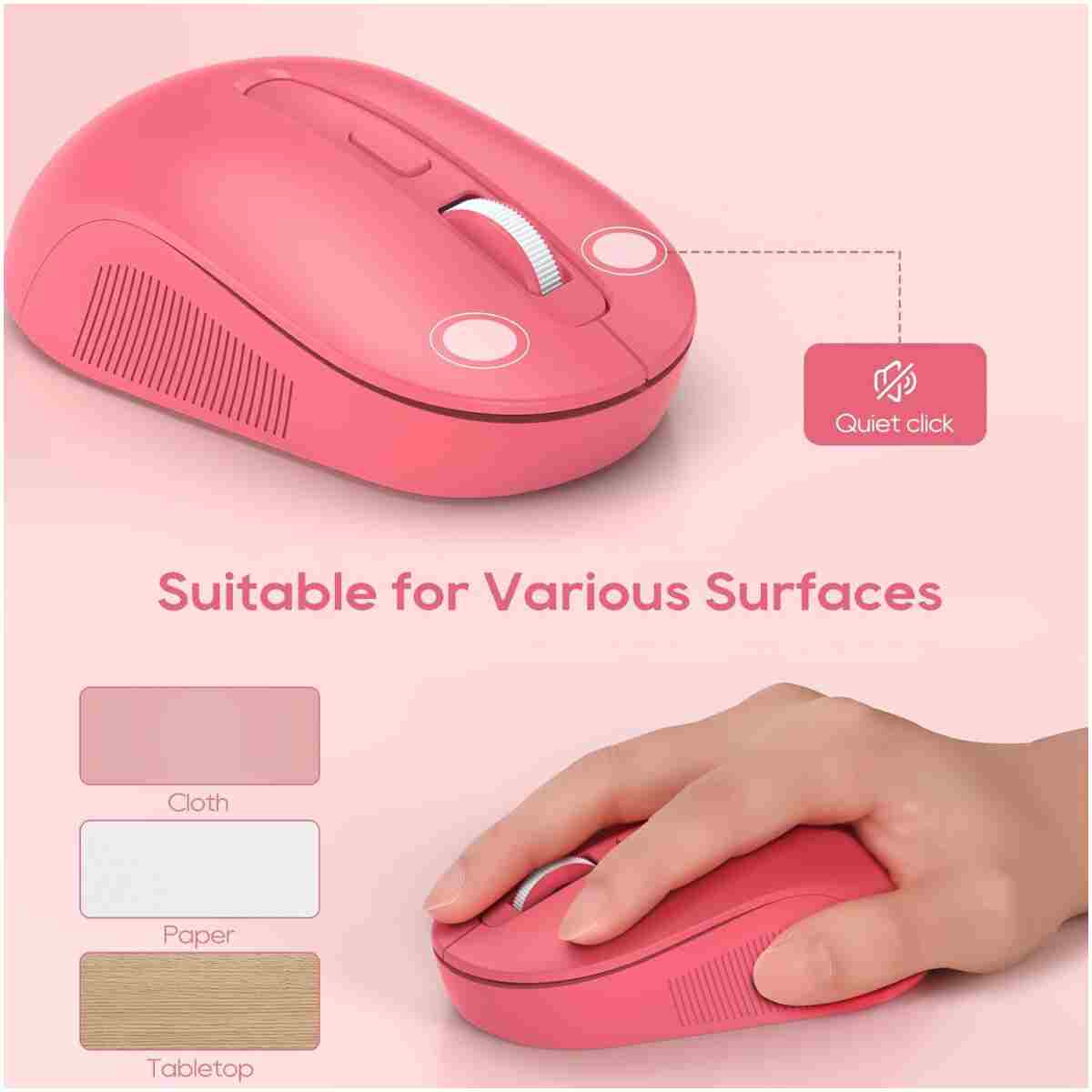 Wireless Keyboard and Mouse Combo - Round Keycaps, Full-Size Retro Typewriter Keyboard with Detachable Wrist Rest, Sleep Mode & Tilt Legs, 2.4GHz Cordless Connection for...
