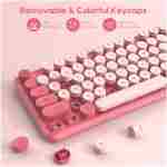 Wireless Keyboard and Mouse Combo - Round Keycaps, Full-Size Retro Typewriter Keyboard with Detachable Wrist Rest, Sleep Mode & Tilt Legs, 2.4GHz Cordless Connection for...