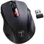 Wireless Mouse, D-09 Computer Mouse USB Cordless Mice for Laptop, Ergo Grips, Lightspeed 5-Level 2400 DPI, 16 Months Battery, Portable for PC Mac Chromebook (Black)