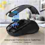 Wireless Mouse, D-09 Computer Mouse USB Cordless Mice for Laptop, Ergo Grips, Lightspeed 5-Level 2400 DPI, 16 Months Battery, Portable for PC Mac Chromebook (Black)