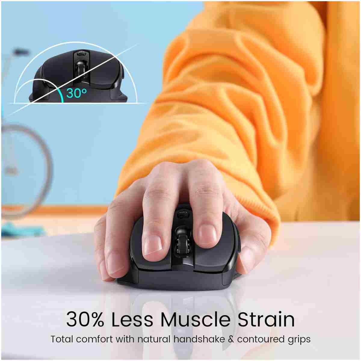 Wireless Mouse, D-09 Computer Mouse USB Cordless Mice for Laptop, Ergo Grips, Lightspeed 5-Level 2400 DPI, 16 Months Battery, Portable for PC Mac Chromebook (Black)