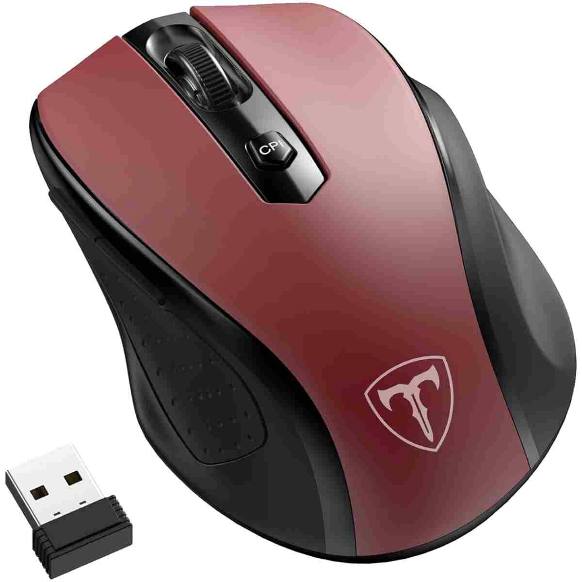 Wireless Mouse, D-09 Computer Mouse USB Cordless Mice for Laptop, Ergo Grips, Lightspeed 5-Level 2400 DPI, 16 Months Battery, Portable for PC Mac Chromebook (Black)