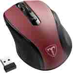 Wireless Mouse, D-09 Computer Mouse USB Cordless Mice for Laptop, Ergo Grips, Lightspeed 5-Level 2400 DPI, 16 Months Battery, Portable for PC Mac Chromebook (Black)