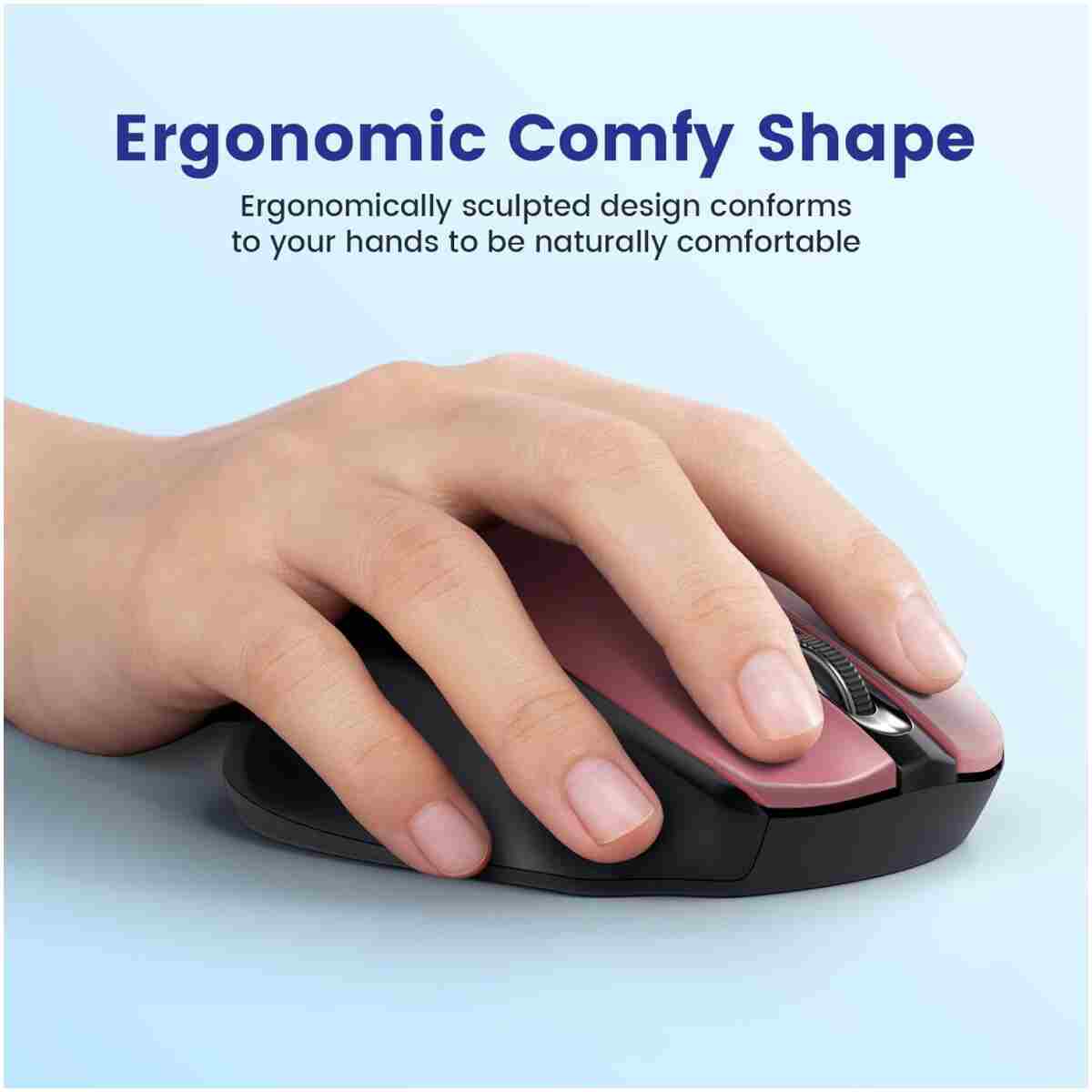 Wireless Mouse, D-09 Computer Mouse USB Cordless Mice for Laptop, Ergo Grips, Lightspeed 5-Level 2400 DPI, 16 Months Battery, Portable for PC Mac Chromebook (Black)