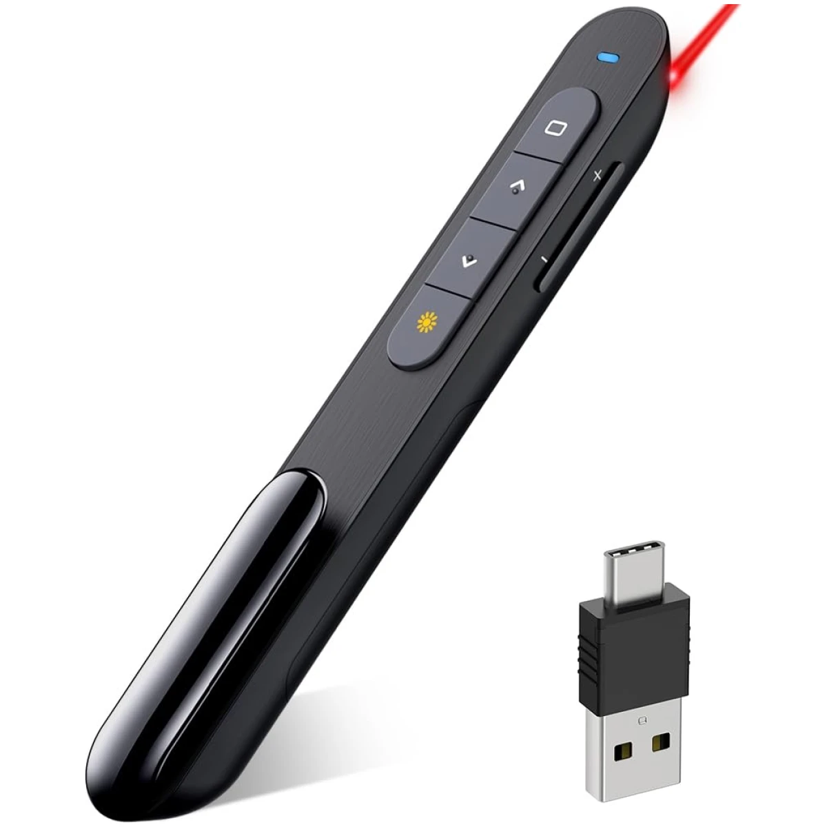 Wireless Presenter, Hyperlink Volume Control Presentation Clicker RF 2.4GHz USB PowerPoint Clicker Presentation Remote Control Pointer Slide Advancer (Black)