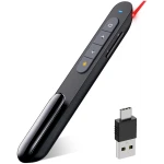 Wireless Presenter, Hyperlink Volume Control Presentation Clicker RF 2.4GHz USB PowerPoint Clicker Presentation Remote Control Pointer Slide Advancer (Black)