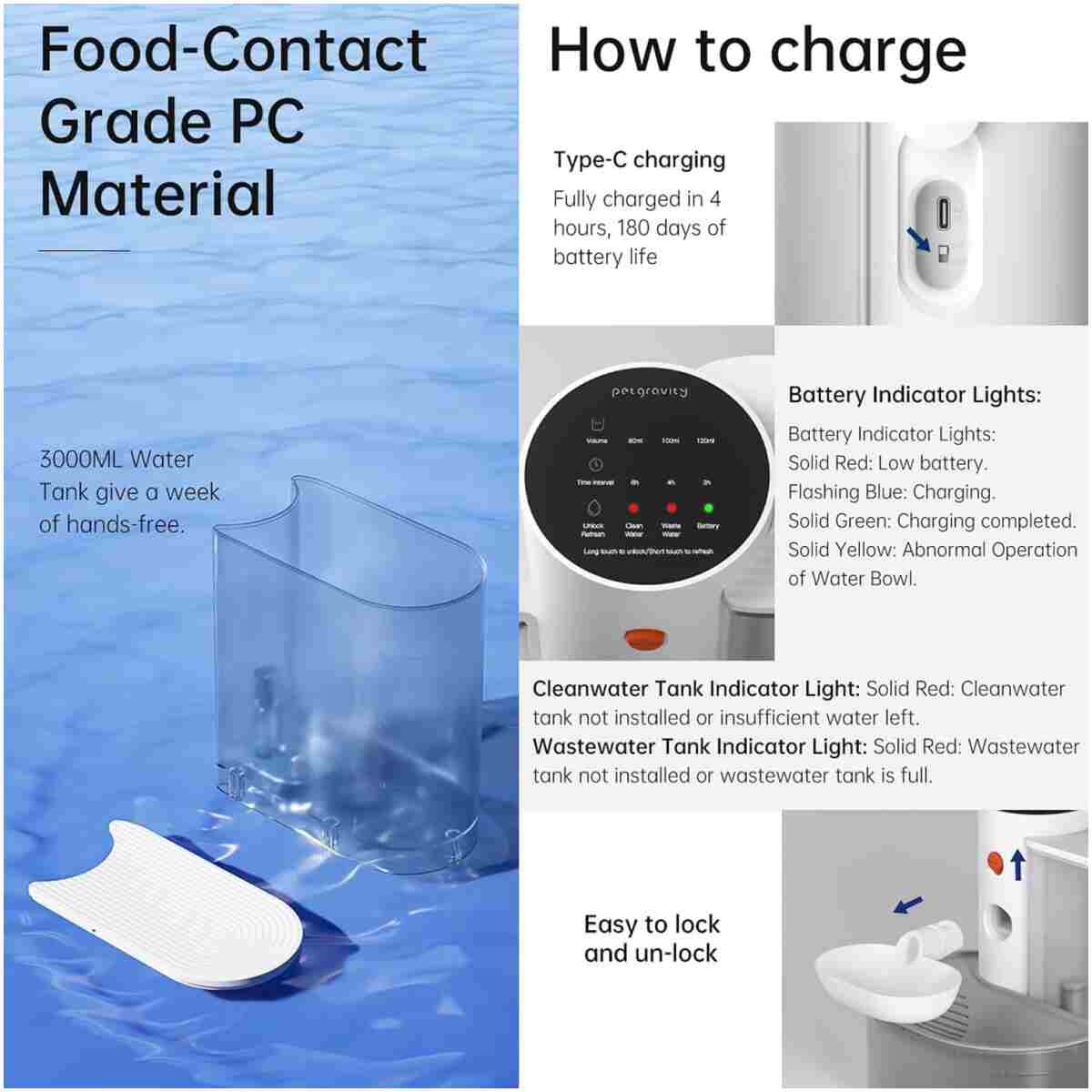 Wireless Smart Pet Water Fountain Automatic Water Change Intelligent System, Super Quiet Smart Cat Water Fountain, 180 Days Battery Life, 3L Large Capacity, Smart Pet Water...