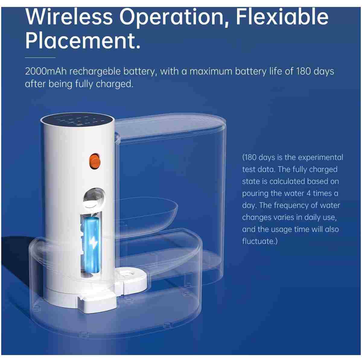 Wireless Smart Pet Water Fountain Automatic Water Change Intelligent System, Super Quiet Smart Cat Water Fountain, 180 Days Battery Life, 3L Large Capacity, Smart Pet Water...