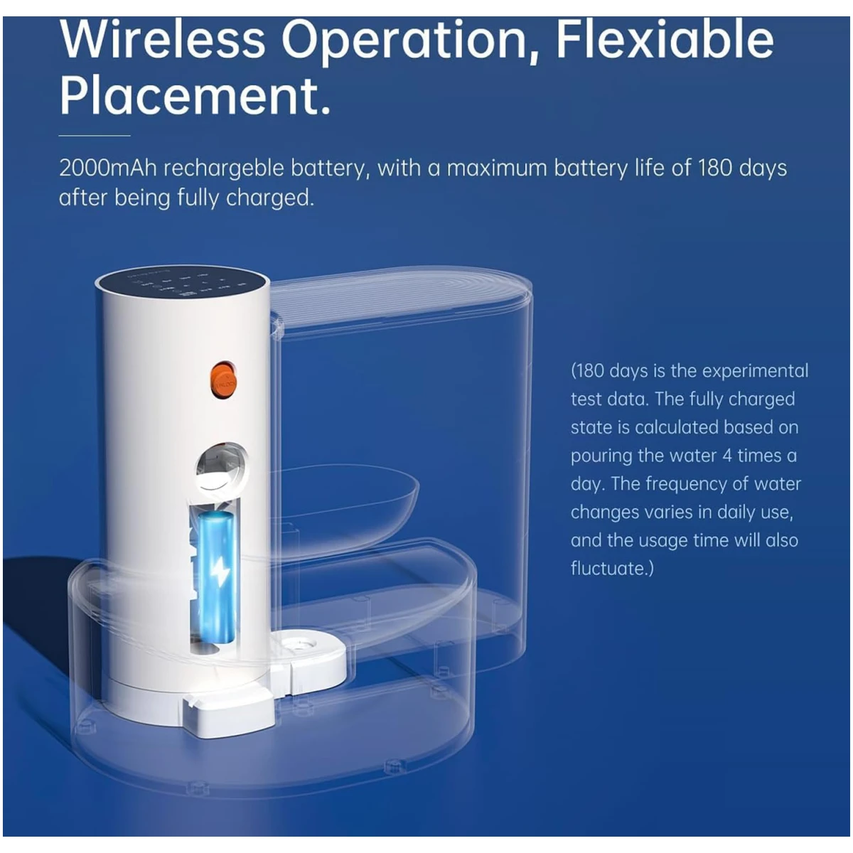 Wireless Smart Pet Water Fountain Automatic Water Change Intelligent System, Super Quiet Smart Cat Water Fountain, 180 Days Battery Life, 3L Large Capacity, Smart Pet Water...