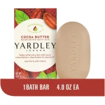 Yardley London Nourishing Bath Soap Bar Cocoa Butter, Helps Soften Dry Skin with Pure Cocoa Butter, Shea Butter & Vitamin E, 4.0 oz Bath Bar, 1 Soap Bar