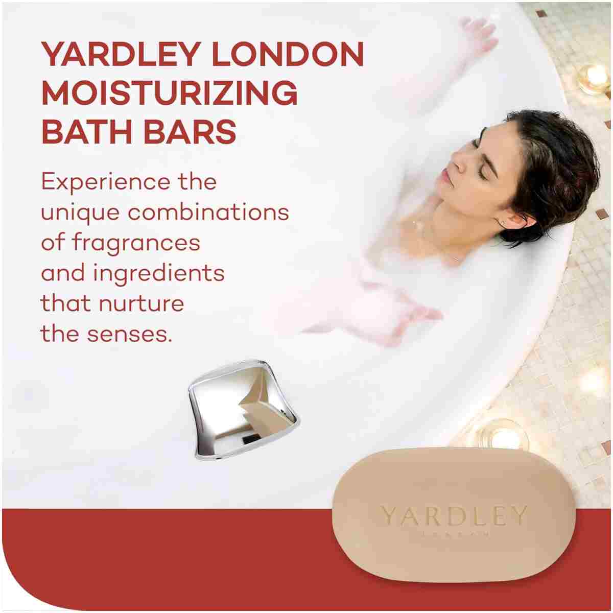 Yardley London Nourishing Bath Soap Bar Cocoa Butter, Helps Soften Dry Skin with Pure Cocoa Butter, Shea Butter & Vitamin E, 4.0 oz Bath Bar, 1 Soap Bar