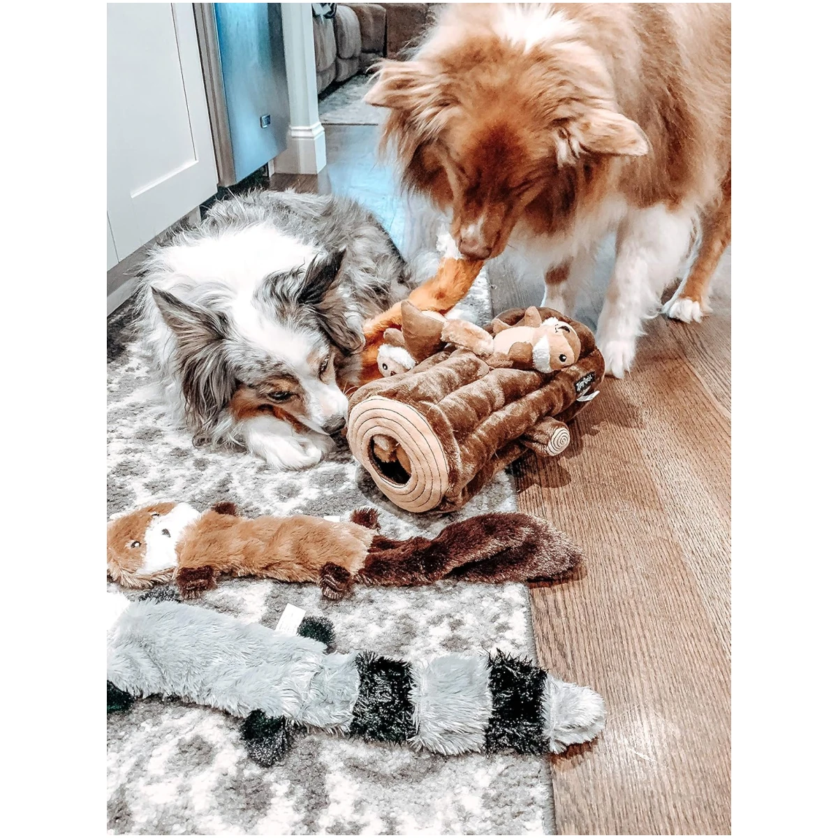 ZippyPaws Skinny Peltz - No Stuffing Dog Toy Pack to Keep Them Busy, for Medium and Large Dogs, Squeaky Pet Toys, Unstuffed Chew Toys, Soft Plush Variety Pack, Fox, Raccoon, and...