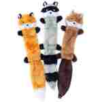 ZippyPaws Skinny Peltz - No Stuffing Dog Toy Pack to Keep Them Busy, for Medium and Large Dogs, Squeaky Pet Toys, Unstuffed Chew Toys, Soft Plush Variety Pack, Fox, Raccoon, and...