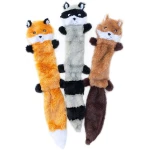 ZippyPaws Skinny Peltz - No Stuffing Dog Toy Pack to Keep Them Busy, for Medium and Large Dogs, Squeaky Pet Toys, Unstuffed Chew Toys, Soft Plush Variety Pack, Fox, Raccoon, and...