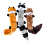 ZippyPaws Skinny Peltz - No Stuffing Dog Toy Pack to Keep Them Busy, for Medium and Large Dogs, Squeaky Pet Toys, Unstuffed Chew Toys, Soft Plush Variety Pack, Fox, Raccoon, and...