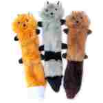 ZippyPaws Skinny Peltz - No Stuffing Dog Toy Pack to Keep Them Busy, for Medium and Large Dogs, Squeaky Pet Toys, Unstuffed Chew Toys, Soft Plush Variety Pack, Fox, Raccoon, and...