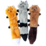 ZippyPaws Skinny Peltz - No Stuffing Dog Toy Pack to Keep Them Busy, for Medium and Large Dogs, Squeaky Pet Toys, Unstuffed Chew Toys, Soft Plush Variety Pack, Fox, Raccoon, and...