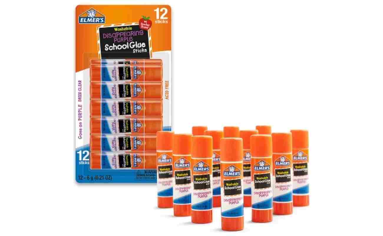Elmer's 12pk Washable School Glue Sticks - Disappearing Purple: Non-Toxic, Dries Clear, Large Glue Sticks 12 Pack