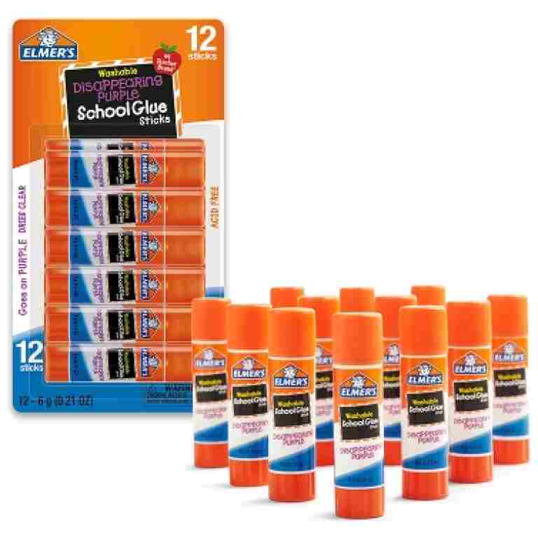 Elmer's 12pk Washable School Glue Sticks - Disappearing Purple: Non-Toxic, Dries Clear, Large Glue Sticks 12 Pack