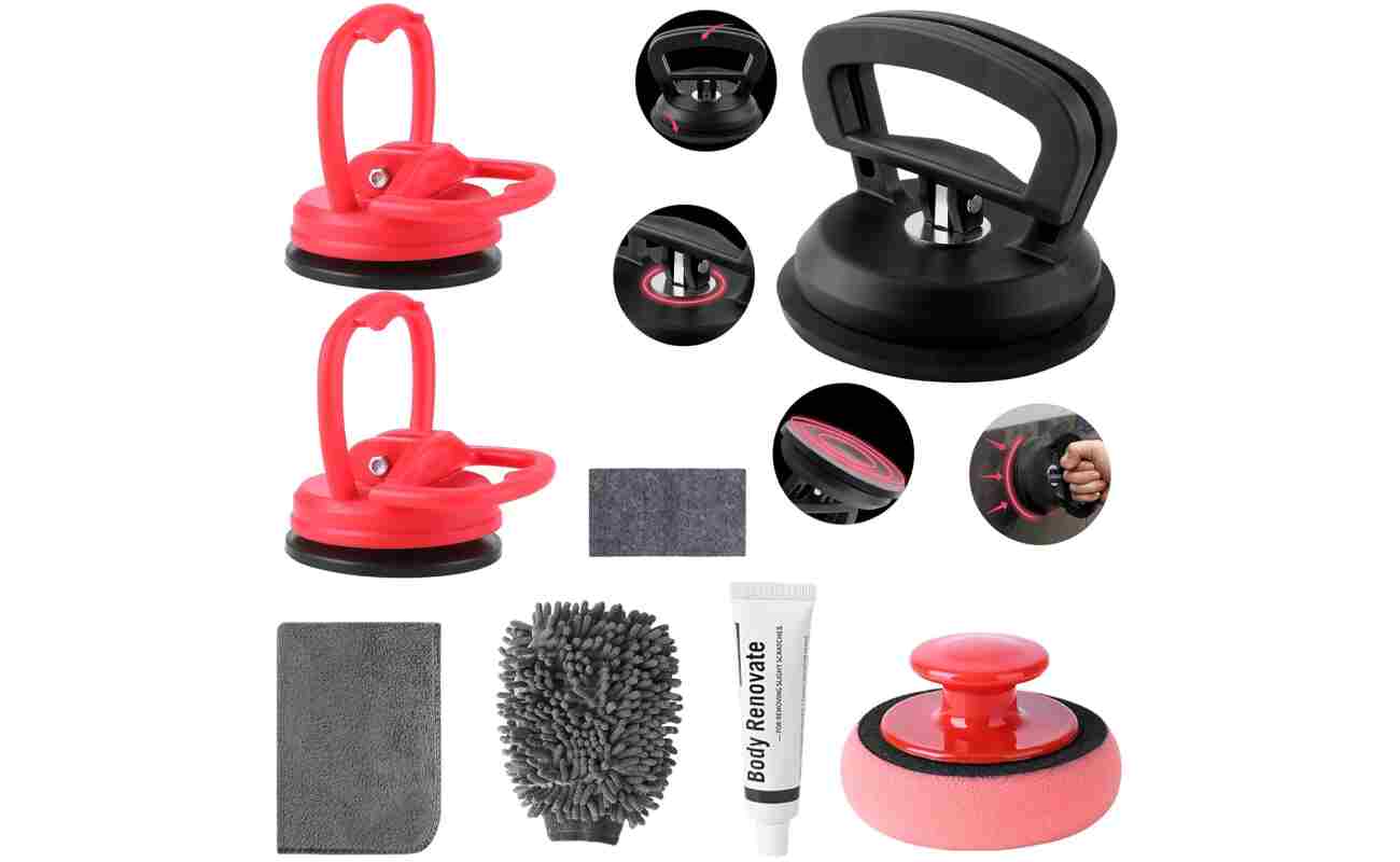 Car Dent Puller, 8 Packs Dent Remover Tool for Car Dent Repair, Versatile Suction Cups Puller with Strong Suction & Effortless Handle for Auto Body, Glass, Fridge, Tile Lifting...