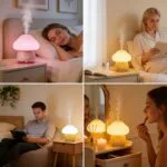 Mushroom Cool Mist Humidifier for Bedroom - Creative Soundwave Technology Essential Oil Diffuser with 7-Color LED Night Light, Touch Control Aroma Humidifier, Quiet Indoor Air Humidifier for Home, Plants & Office - 图片 2