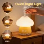 Mushroom Cool Mist Humidifier for Bedroom - Creative Soundwave Technology Essential Oil Diffuser with 7-Color LED Night Light, Touch Control Aroma Humidifier, Quiet Indoor Air Humidifier for Home, Plants & Office - 图片 7
