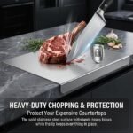 316 Stainless Steellarge Size Stainless Steel Countertop Protector Cutting Board with L-Shape Lip, Heavy Duty Food Grade Anti-Bacterial Metal Pastry Board, Scratch Resistant Kitchen Worktop Guard for Chopping Kneading Baking, Multiple Sizes Available - Image 2