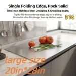 316 Stainless Steellarge Size Stainless Steel Countertop Protector Cutting Board with L-Shape Lip, Heavy Duty Food Grade Anti-Bacterial Metal Pastry Board, Scratch Resistant Kitchen Worktop Guard for Chopping Kneading Baking, Multiple Sizes Available