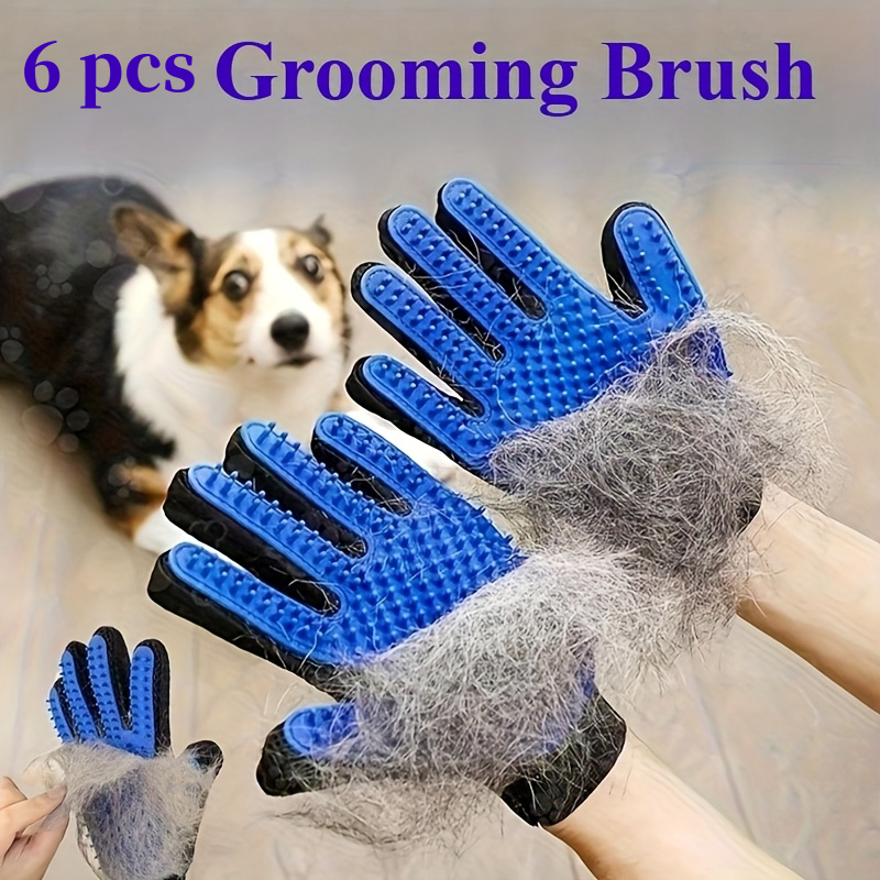product-open-275f04afc1a346d18615d7fda5108a75-goods 6件套宠物美容手套,适用于猫和狗,猫咪美容手套和除毛刷手套,宠物毛发去除手套,适用于松散毛发,温和按摩清洁手套,适用于沐浴、日常美容,适用于长毛、短毛和卷毛宠物 - 图片 1