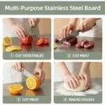304 Stainless Steel Cutting Board for Household Use, Kitchen Supplies, Meal Preparation, Pre Meal Preparation Tools, Modern Cutting Surfaces, Fashionable Kitchen Tools, Rust Proof Materials, Easy to Clean, Multifunctional Cutting Pads - Image 10