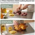 304 Stainless Steel Cutting Board for Household Use, Kitchen Supplies, Meal Preparation, Pre Meal Preparation Tools, Modern Cutting Surfaces, Fashionable Kitchen Tools, Rust Proof Materials, Easy to Clean, Multifunctional Cutting Pads - Image 9