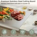 304 Stainless Steel Cutting Board for Household Use, Kitchen Supplies, Meal Preparation, Pre Meal Preparation Tools, Modern Cutting Surfaces, Fashionable Kitchen Tools, Rust Proof Materials, Easy to Clean, Multifunctional Cutting Pads - Image 2