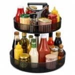 2-Tier Lazy Susan Organizer, 360° Rotating Turntable Organizer Rack, Bathroom Counter Organizer, Height Adjustable Spinning Spice Holder, Versatile Countertop Organizer for...