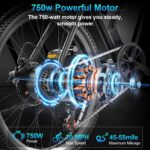 GWEIT Electric Bike for Adults, 750W Peak Ebike with 48V 10.4Ah Removable Battery, Up to 20MPH 55 Miles, 26 inch Adult Electric Bicycles , Step-Thru E-Bike for Adult - 图片 7