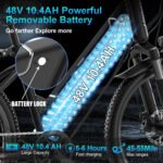 GWEIT Electric Bike for Adults, 750W Peak Ebike with 48V 10.4Ah Removable Battery, Up to 20MPH 55 Miles, 26 inch Adult Electric Bicycles , Step-Thru E-Bike for Adult - 图片 10