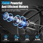 GWEIT Electric Bike for Adults, 750W Peak Ebike with 48V 10.4Ah Removable Battery, Up to 20MPH 55 Miles, 26 inch Adult Electric Bicycles , Step-Thru E-Bike for Adult - 图片 15
