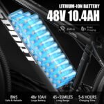 GWEIT Electric Bike for Adults, 750W Peak Ebike with 48V 10.4Ah Removable Battery, Up to 20MPH 55 Miles, 26 inch Adult Electric Bicycles , Step-Thru E-Bike for Adult - 图片 26